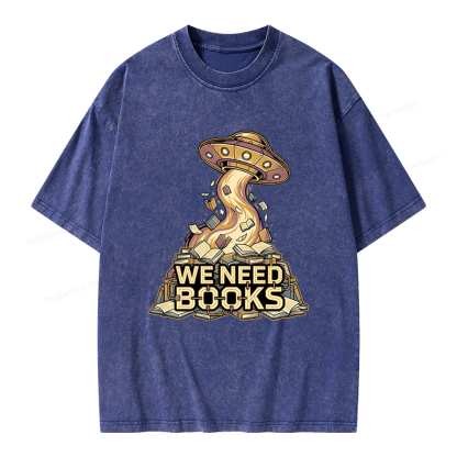 Pagewings We Need Books Unisex Washed T-shirt