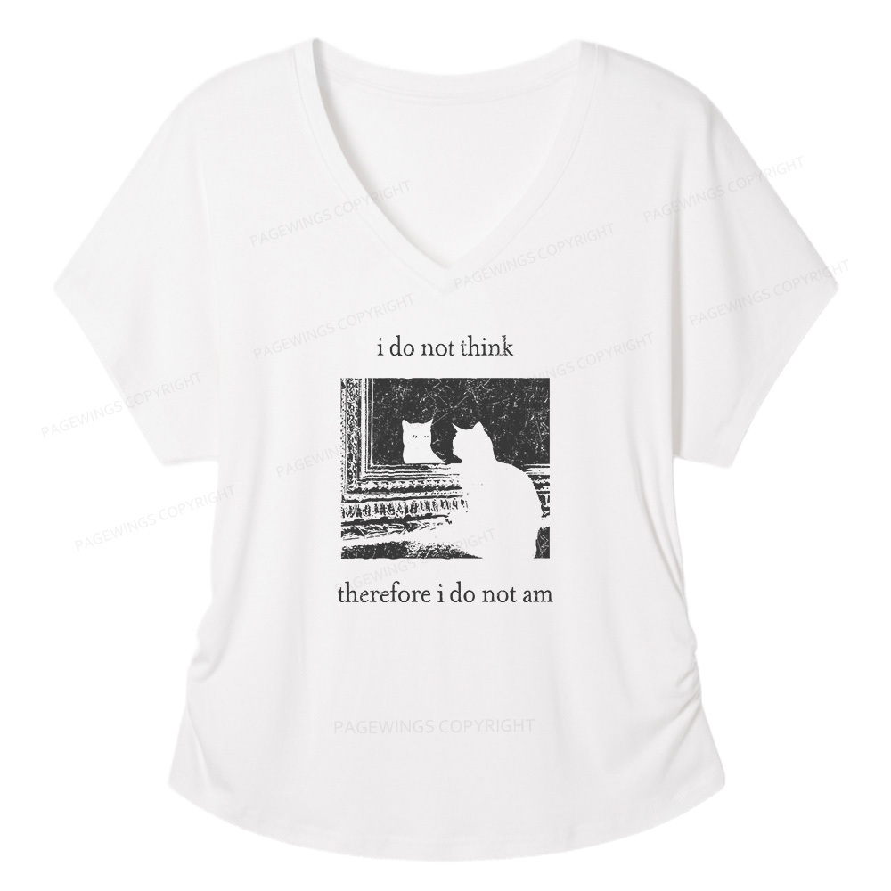 Pagewings I Do Not Think Therefore I Do Not Am Soft Women's Modal V-neck T-shirt  