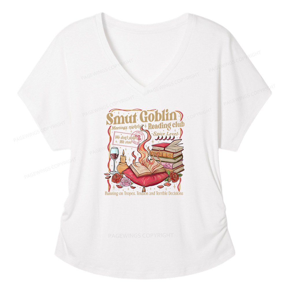 Pagewings Smut Goblin Dark Romance Soft Women's Modal V-neck T-shirt  