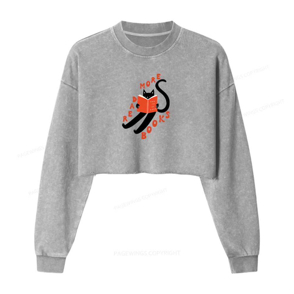 Pagewings Read More Books Washed Crop Sweatshirt