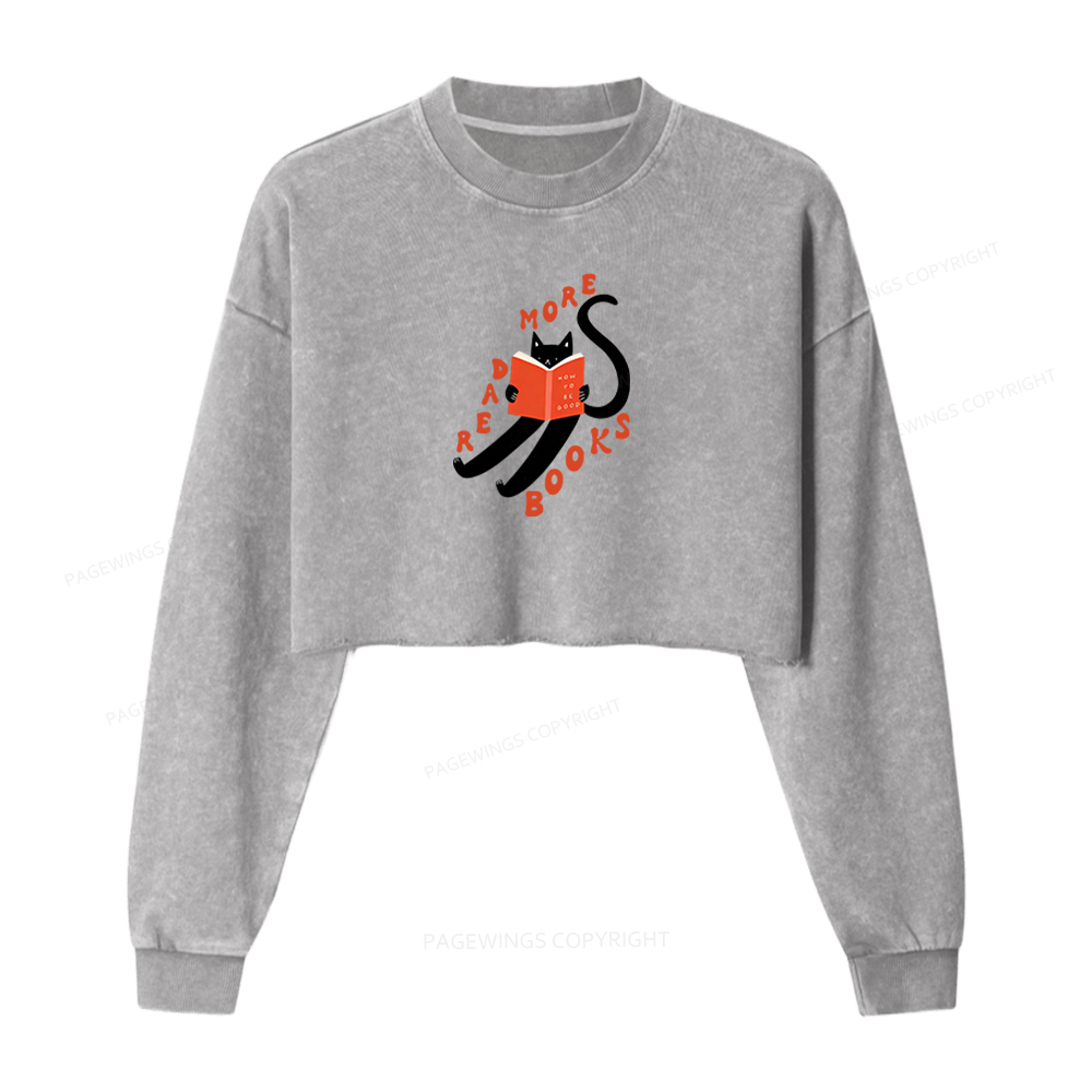 Pagewings Read More Books Washed Crop Sweatshirt