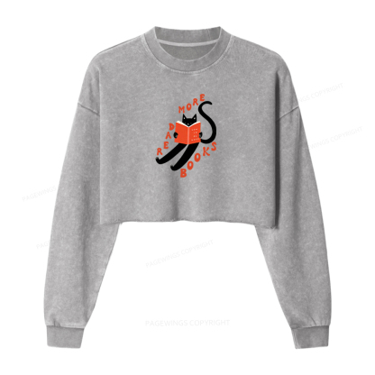 Pagewings Read More Books Washed Crop Sweatshirt