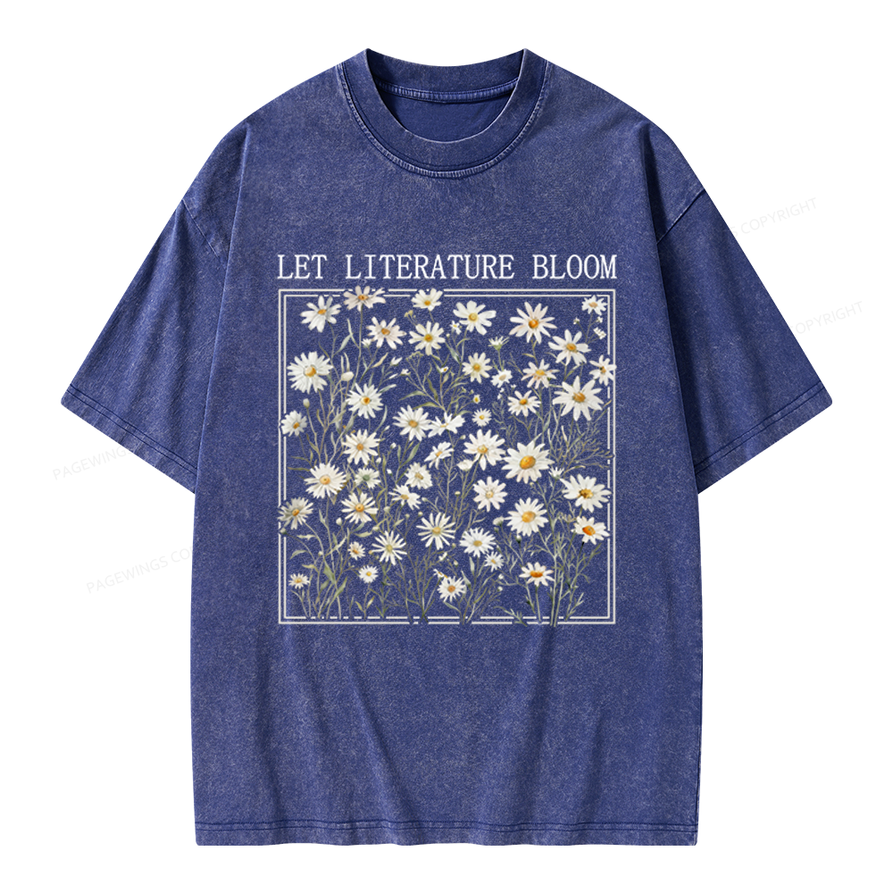 Pagewings Let Literature Bloom Unisex Washed T-shirt