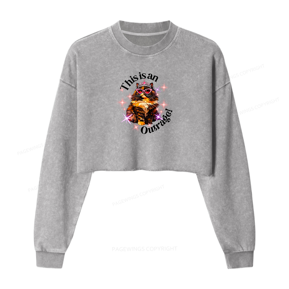Pagewings This Is An Outrage Washed Crop Sweatshirt