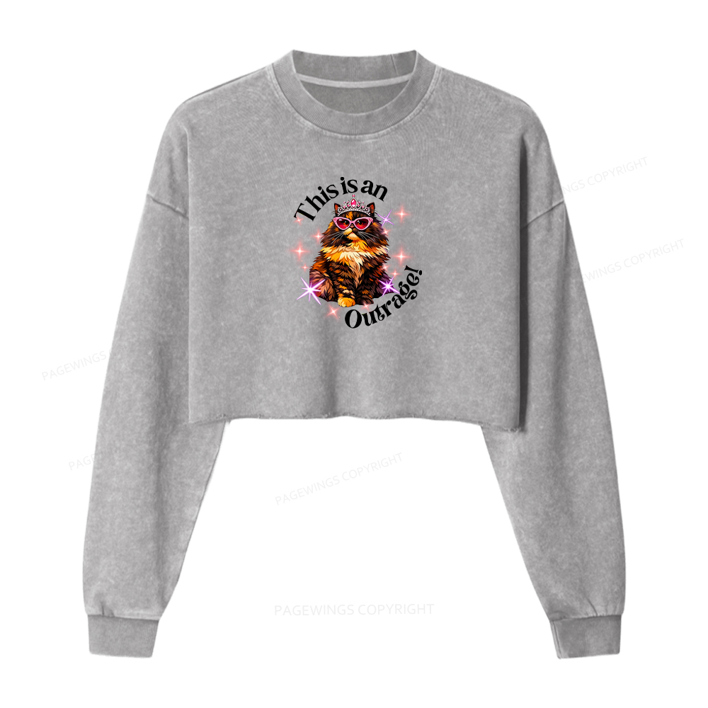 Pagewings This Is An Outrage Washed Crop Sweatshirt