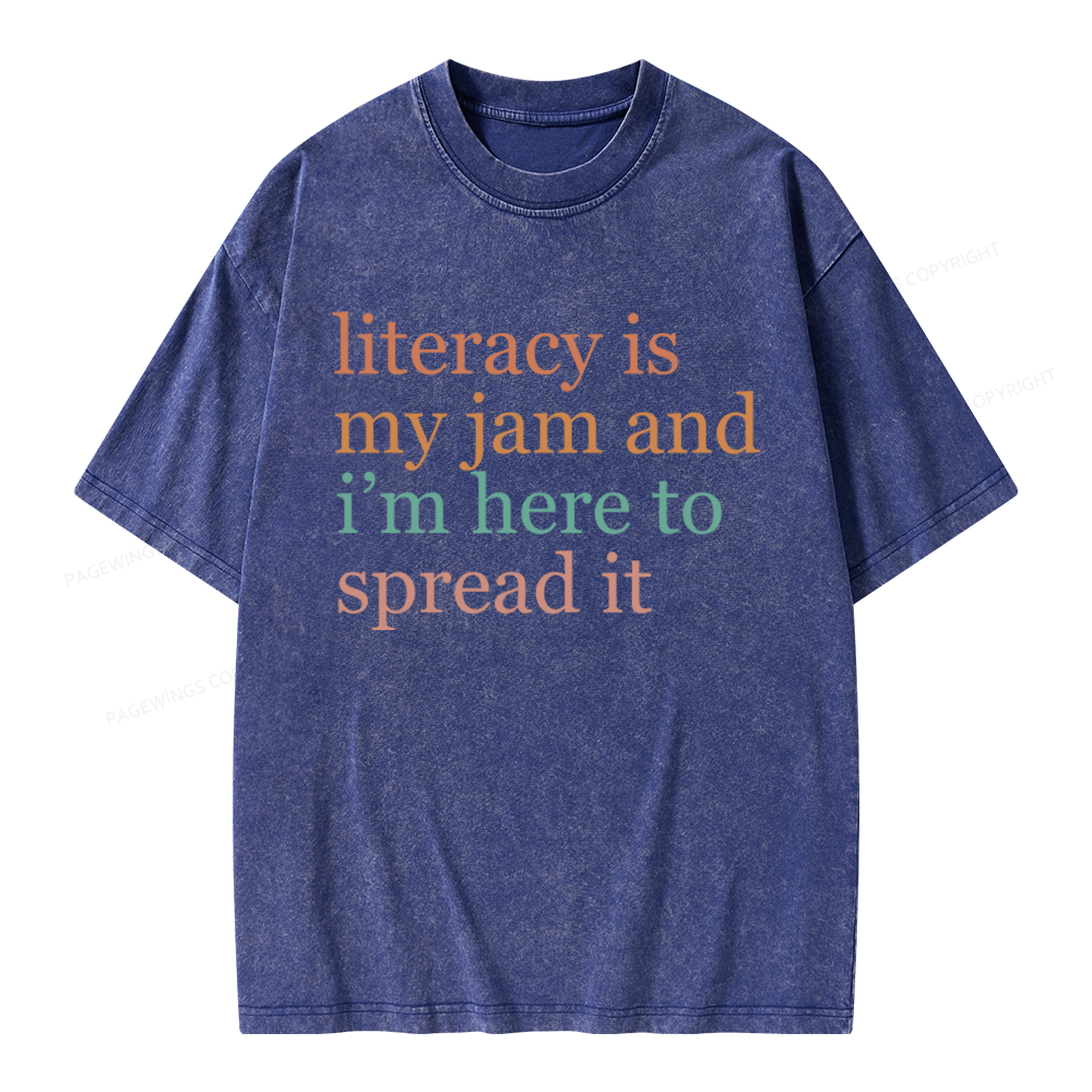 Pagewings Literacy Is My Jam Unisex Washed T-shirt