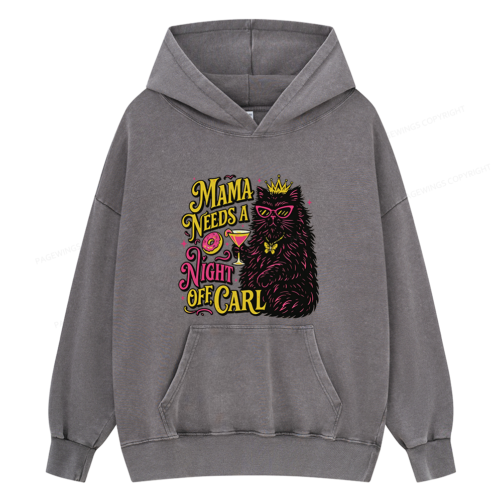 Pagewings Mama Needs A Night Off Unisex Washed Hoodie