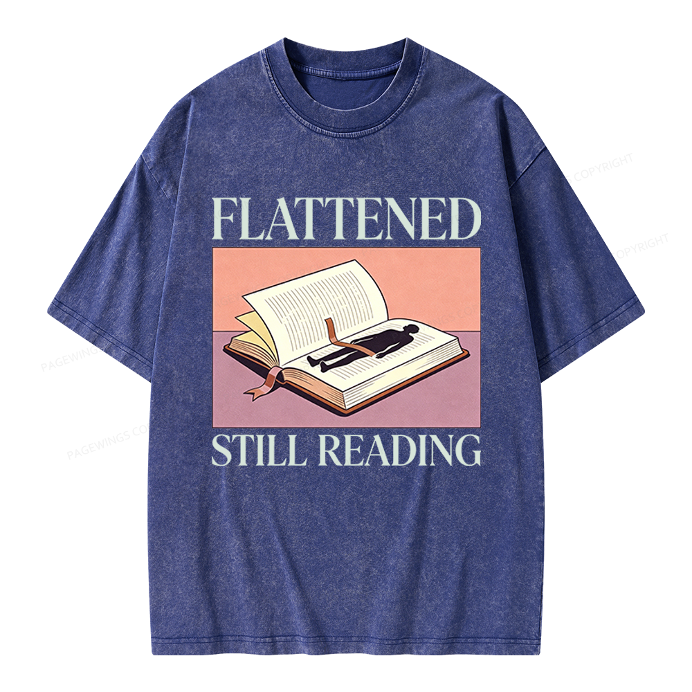 Pagewings Flattened Still Reading Unisex Washed T-shirt