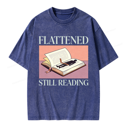 Pagewings Flattened Still Reading Unisex Washed T-shirt