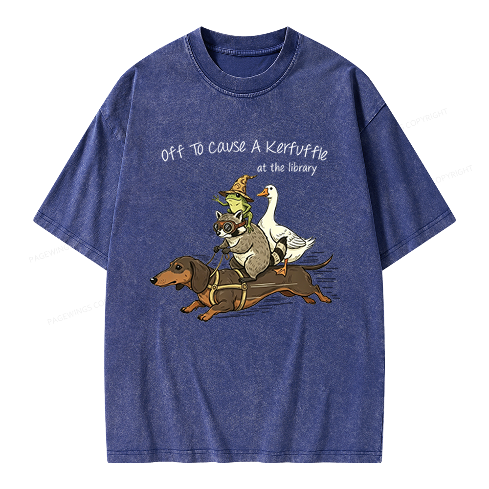 Pagewings Off To Cause A Kerfuffle At The Library Unisex Washed T-shirt