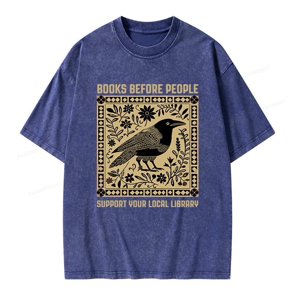 Pagewings Support Your Local Library Unisex Washed T-shirt