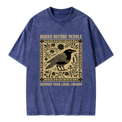 Pagewings Support Your Local Library Unisex Washed T-shirt