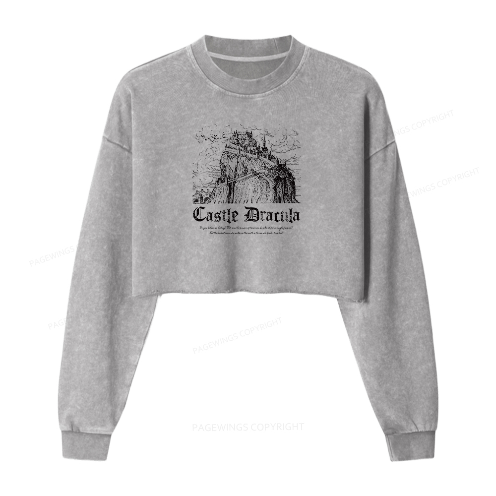 Pagewings Dark Romance Bookish Washed Crop Sweatshirt