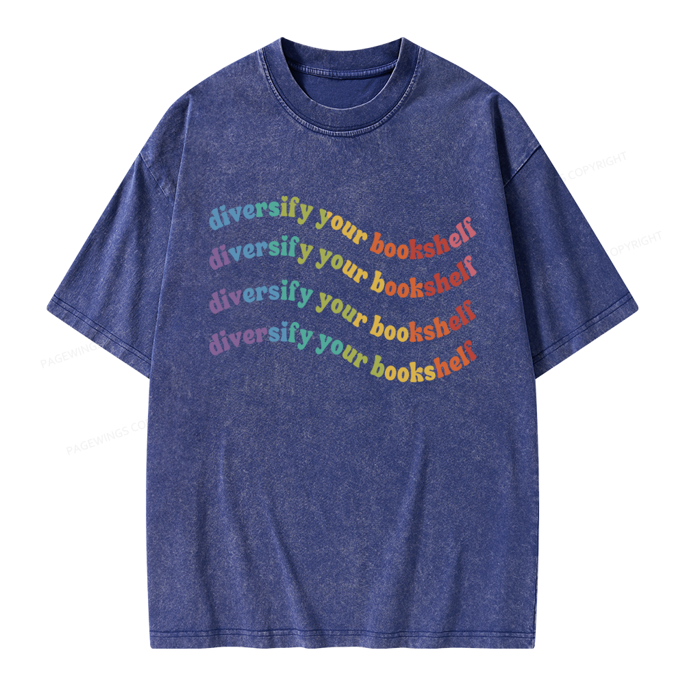 Pagewings Diversify Your Bookshelf Unisex Washed T-shirt