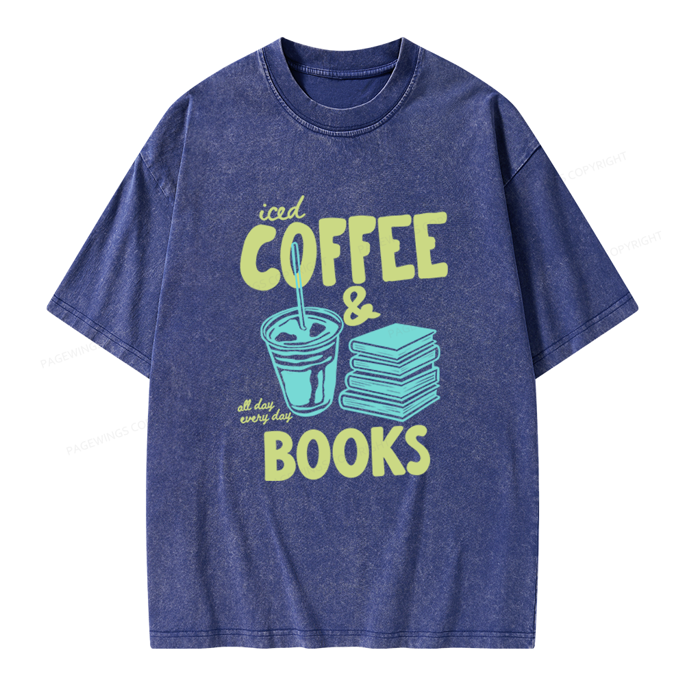 Pagewings Coffee And Books Unisex Washed T-shirt