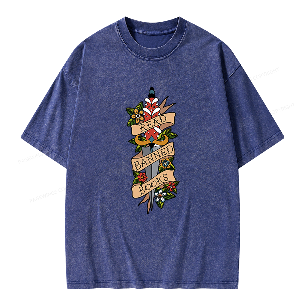 Pagewings Banned Books Unisex Washed T-shirt