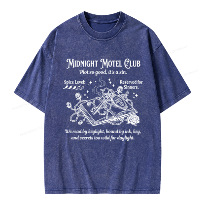 Pagewings Midnight Motel Club Unisex Washed T-shirt