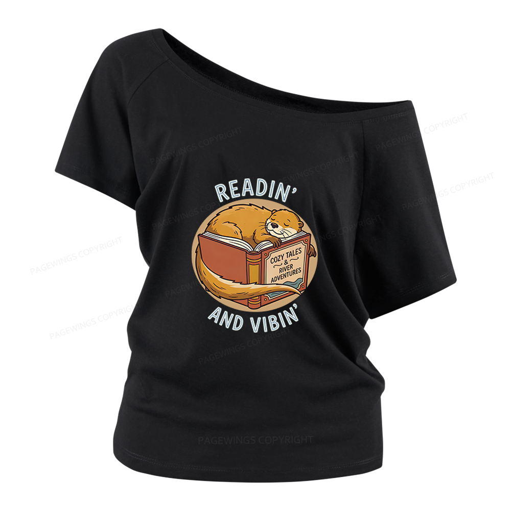 Pagewings Readin' And Vibin' Women Off Shoulder T-shirts