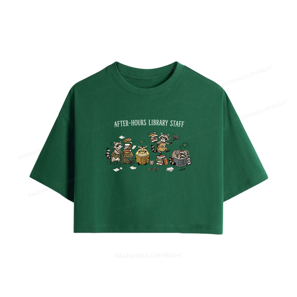 Pagewings After-Hours Library Staff Women Crop Tops