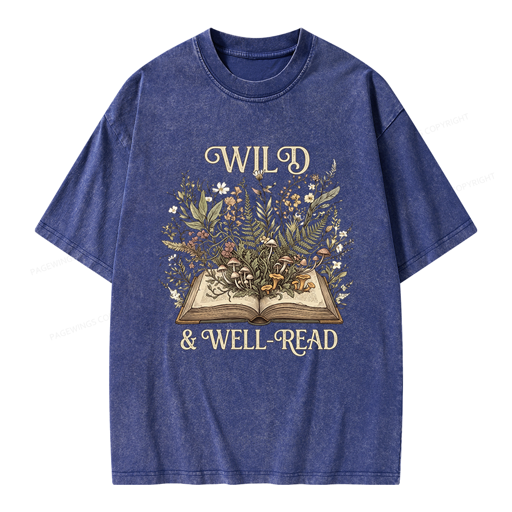 Pagewings Wild And Well-Read Unisex Washed T-shirt