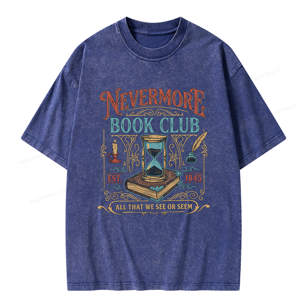 Pagewings Nevermore Book Club Unisex Washed T-shirt