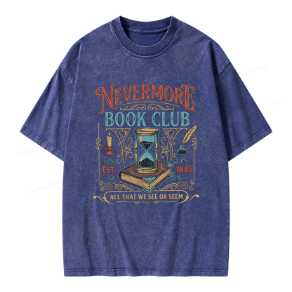 Pagewings Nevermore Book Club Unisex Washed T-shirt