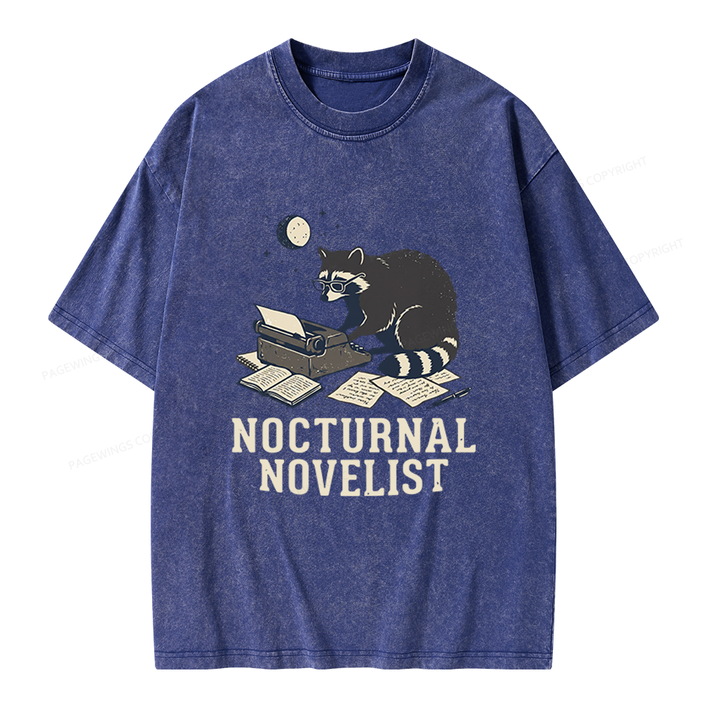 Pagewings Nocturnal Novelist Unisex Washed T-shirt