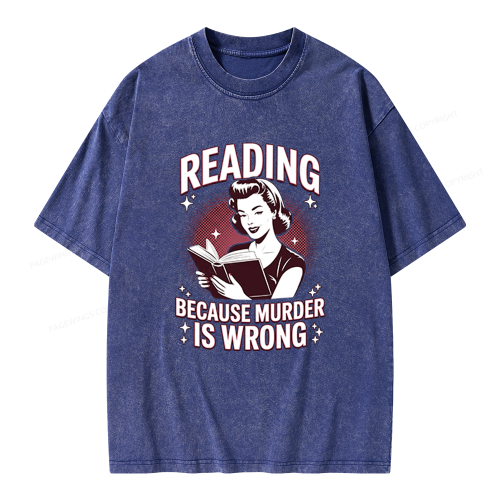 Pagewings Funny Book Lover Unisex Washed T-shirt