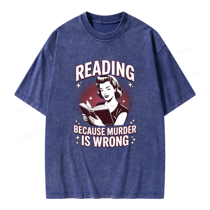Pagewings Funny Book Lover Unisex Washed T-shirt