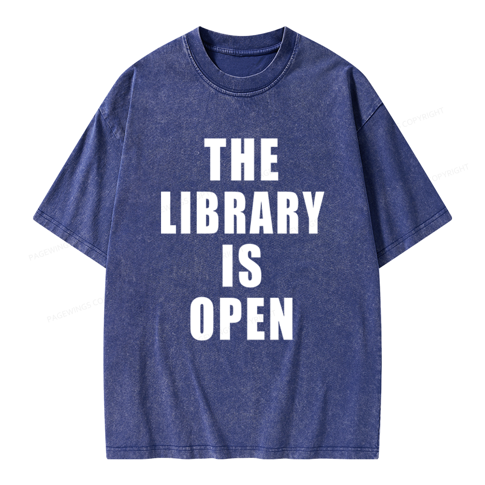 Pagewings The Library Is Open Unisex Washed T-shirt