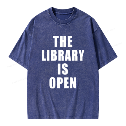 Pagewings The Library Is Open Unisex Washed T-shirt