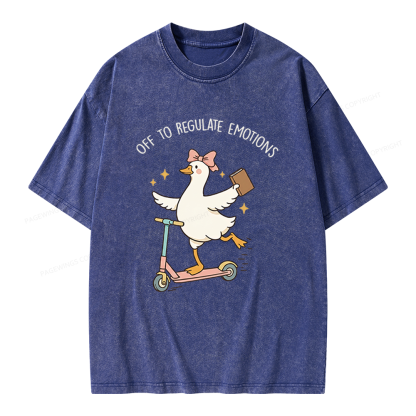 Pagewings Off To Regulate Emotions Unisex Washed T-shirt