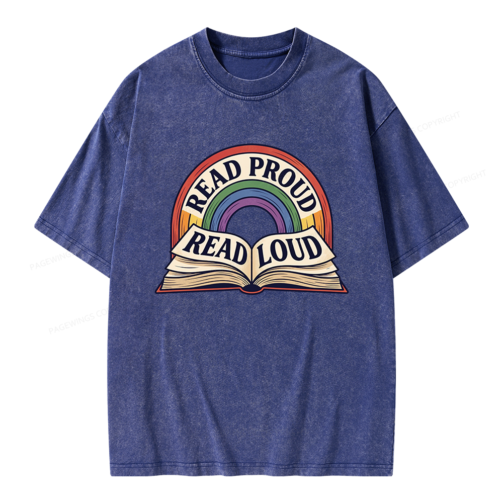 Pagewings Read Proud Read Loud Unisex Washed T-shirt
