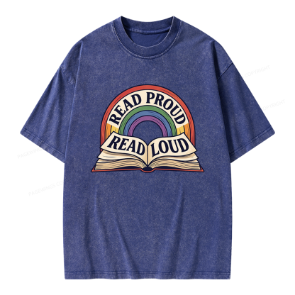 Pagewings Read Proud Read Loud Unisex Washed T-shirt