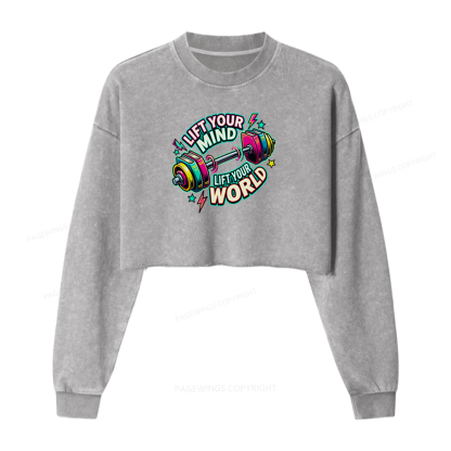 Pagewings Lift Your Mind Lift Your World Washed Crop Sweatshirt