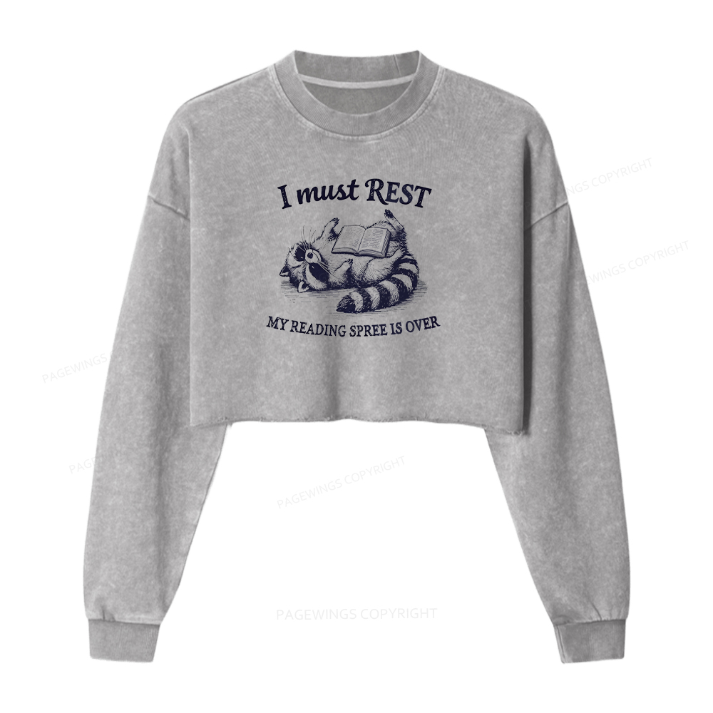 Pagewings My Reading Spree Is Over Washed Crop Sweatshirt