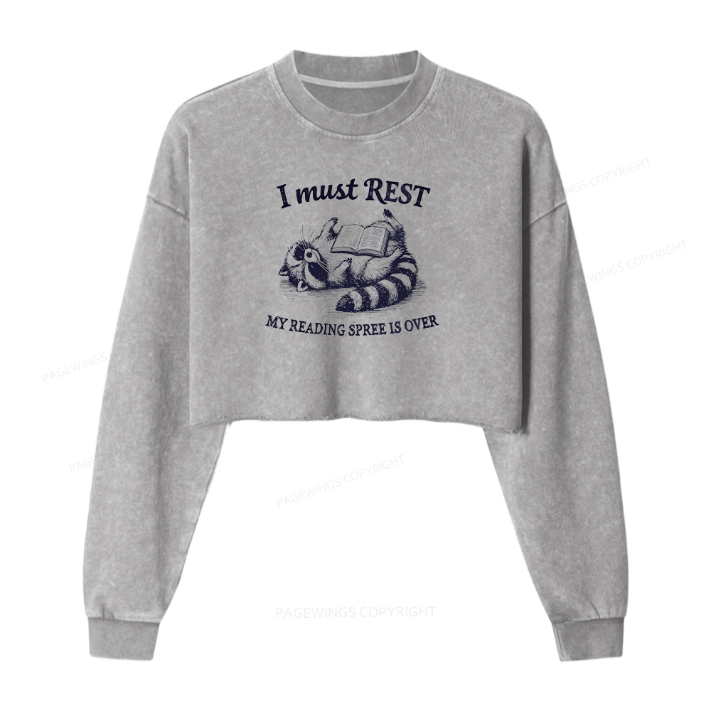 Pagewings My Reading Spree Is Over Washed Crop Sweatshirt