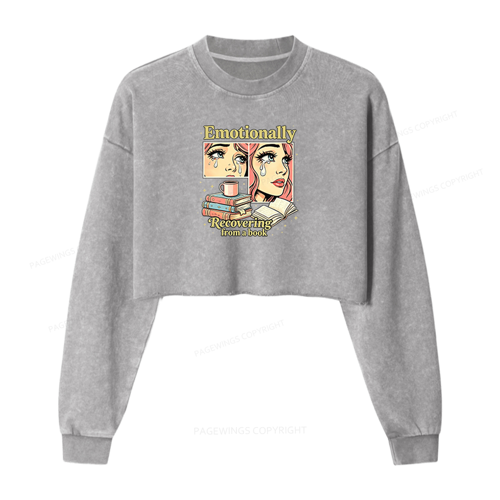 Pagewings Emotionally Recovering From A Book Washed Crop Sweatshirt