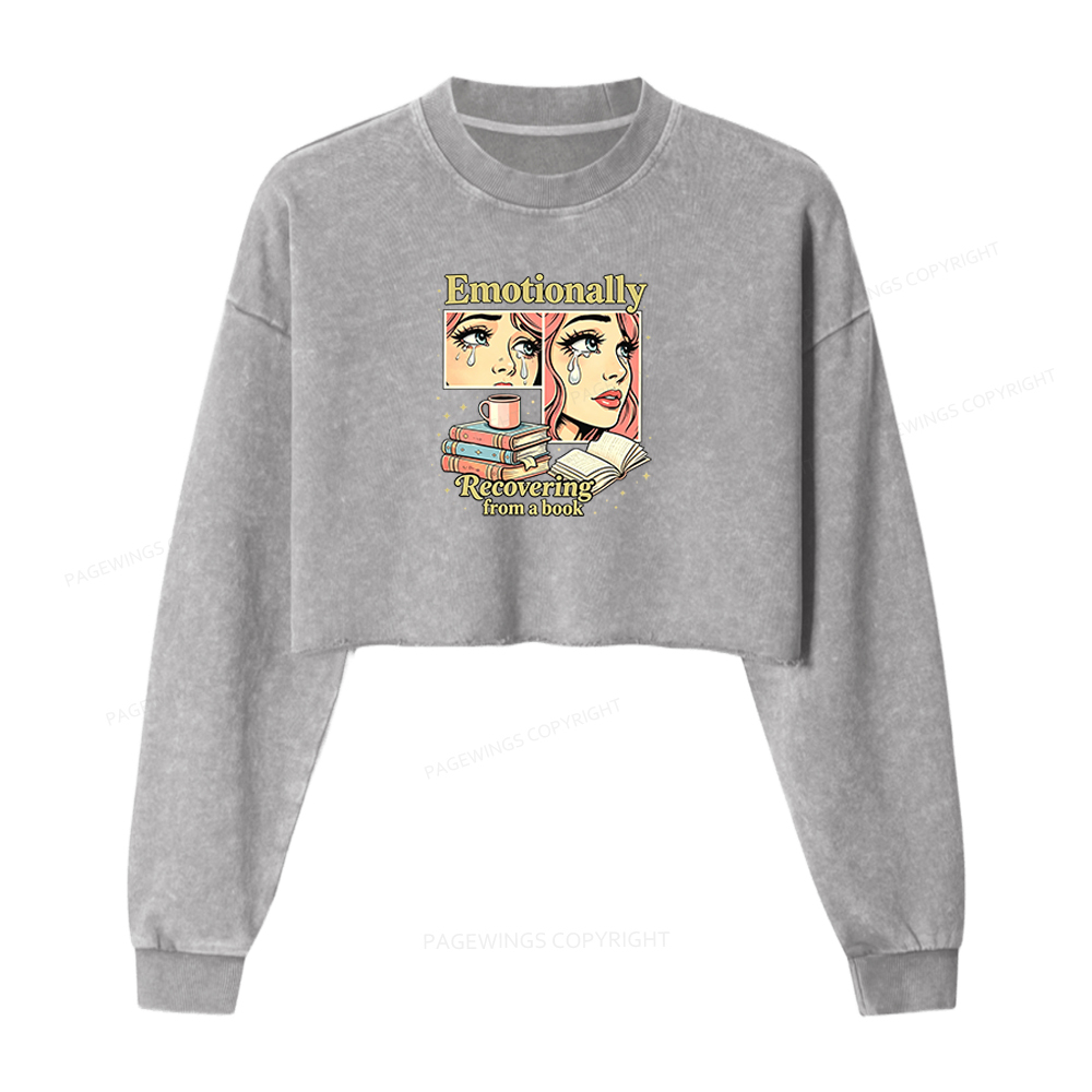 Pagewings Emotionally Recovering From A Book Washed Crop Sweatshirt