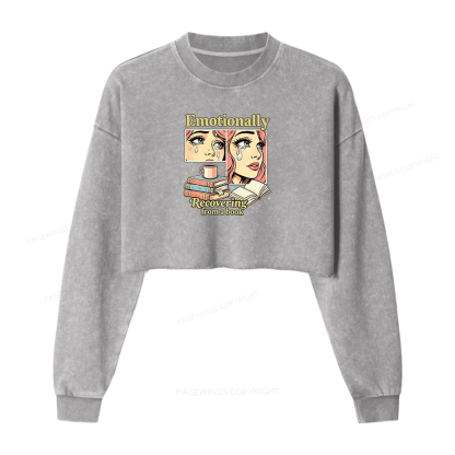 Pagewings Emotionally Recovering From A Book Washed Crop Sweatshirt