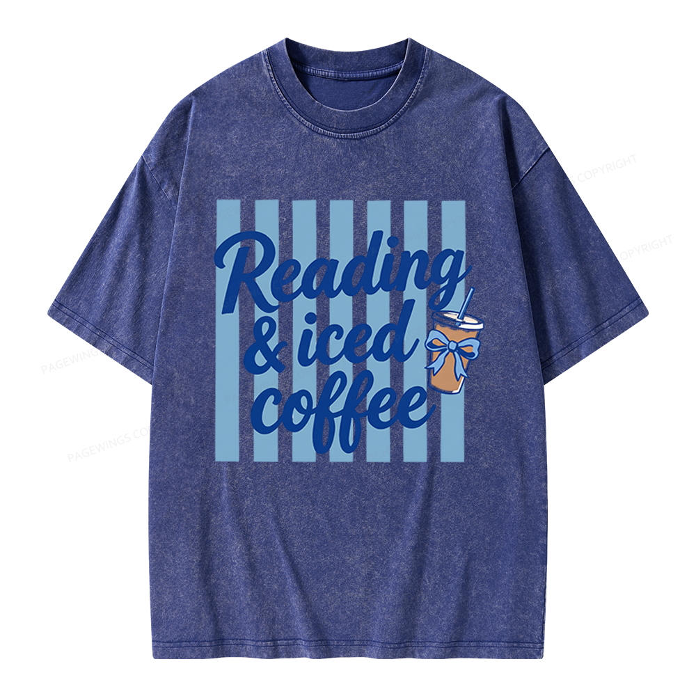 Pagewings Reading And Iced Coffee Unisex Washed T-shirt