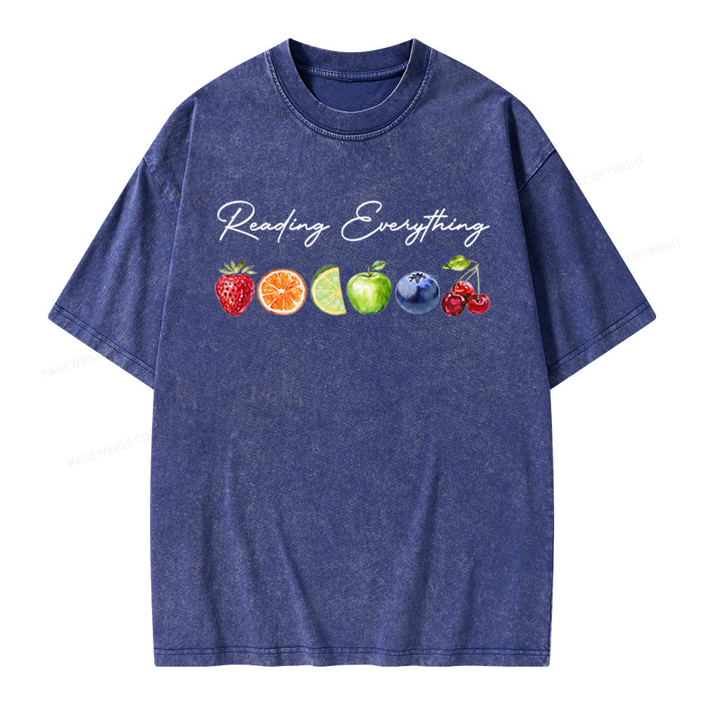 Pagewings Reading Everything Unisex Washed T-shirt