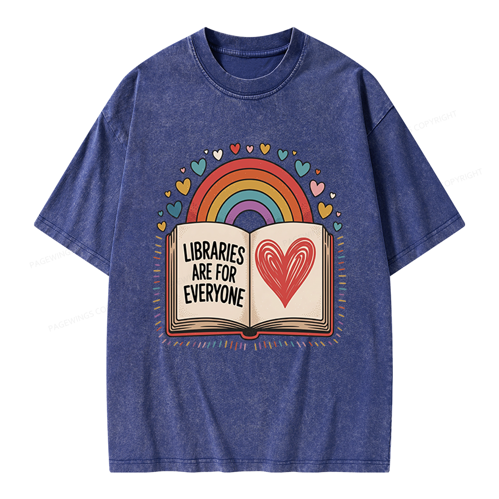 Pagewings Libraries Are For Everyone Unisex Washed T-shirt