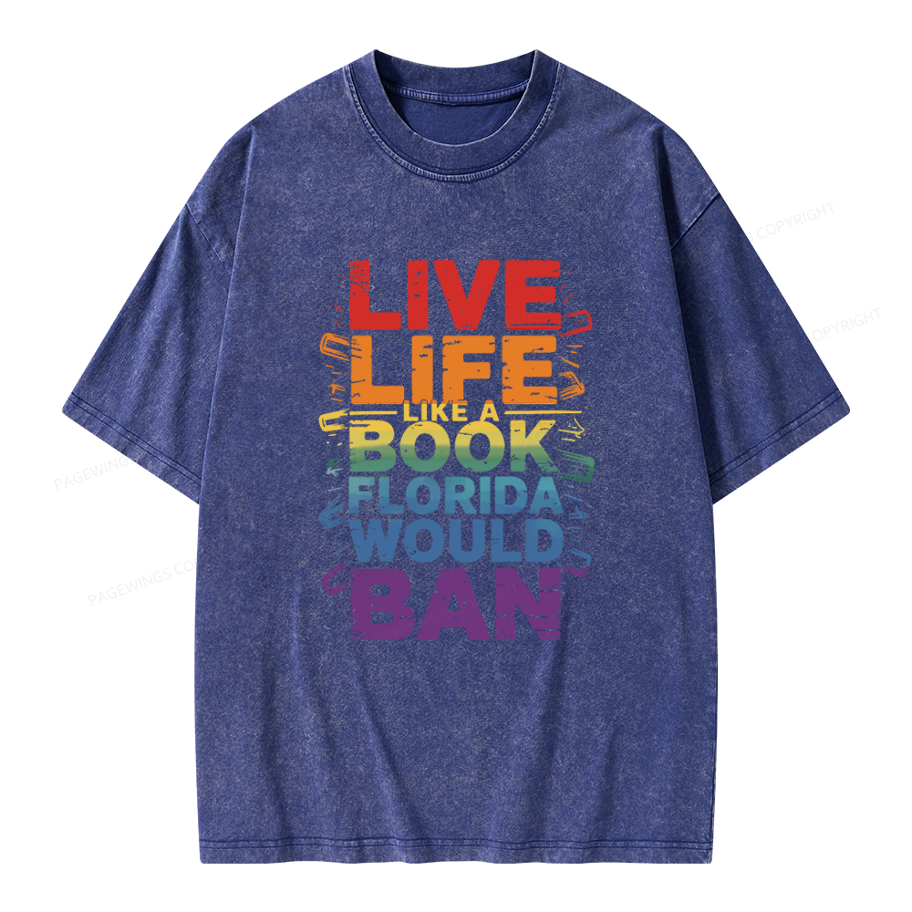 Pagewings Live Life Like A Book Unisex Washed T-shirt