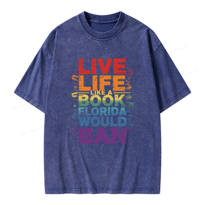 Pagewings Live Life Like A Book Unisex Washed T-shirt