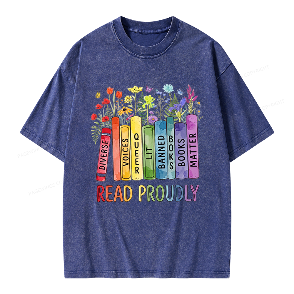 Pagewings Read Proudly Unisex Washed T-shirt