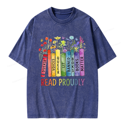 Pagewings Read Proudly Unisex Washed T-shirt