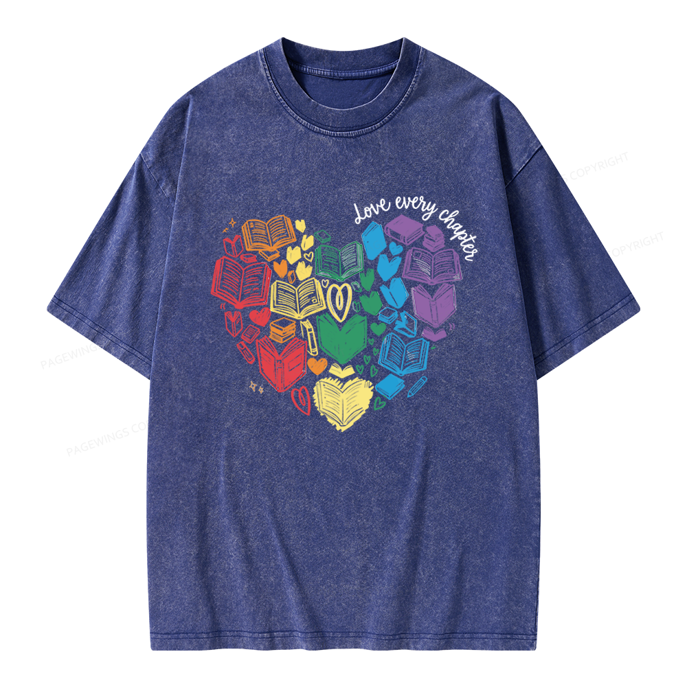 Pagewings Love Every Chapter Unisex Washed T-shirt