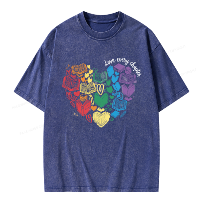 Pagewings Love Every Chapter Unisex Washed T-shirt
