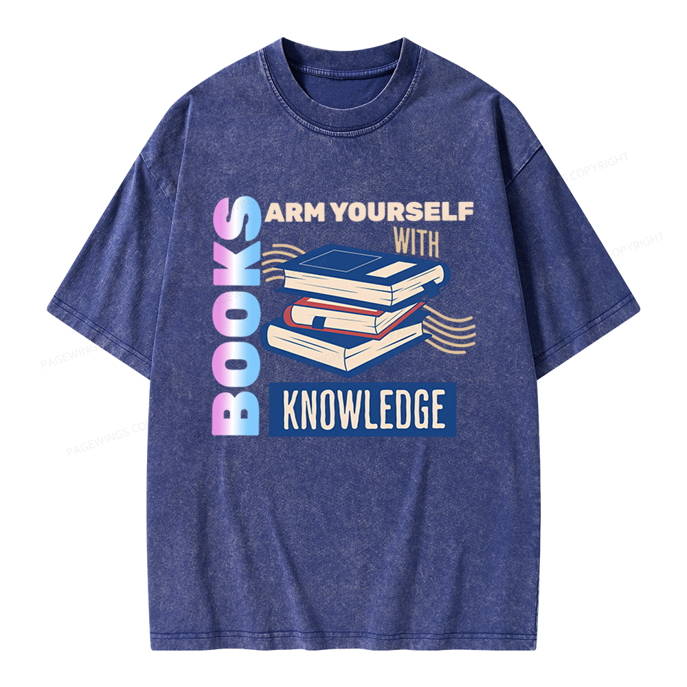 Pagewings Arm Yourself With Knowledge Unisex Washed T-shirt